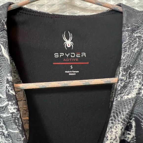 Spyder Womens High Neckline Gray White Marble Sports Bra - Picture 3 of 5